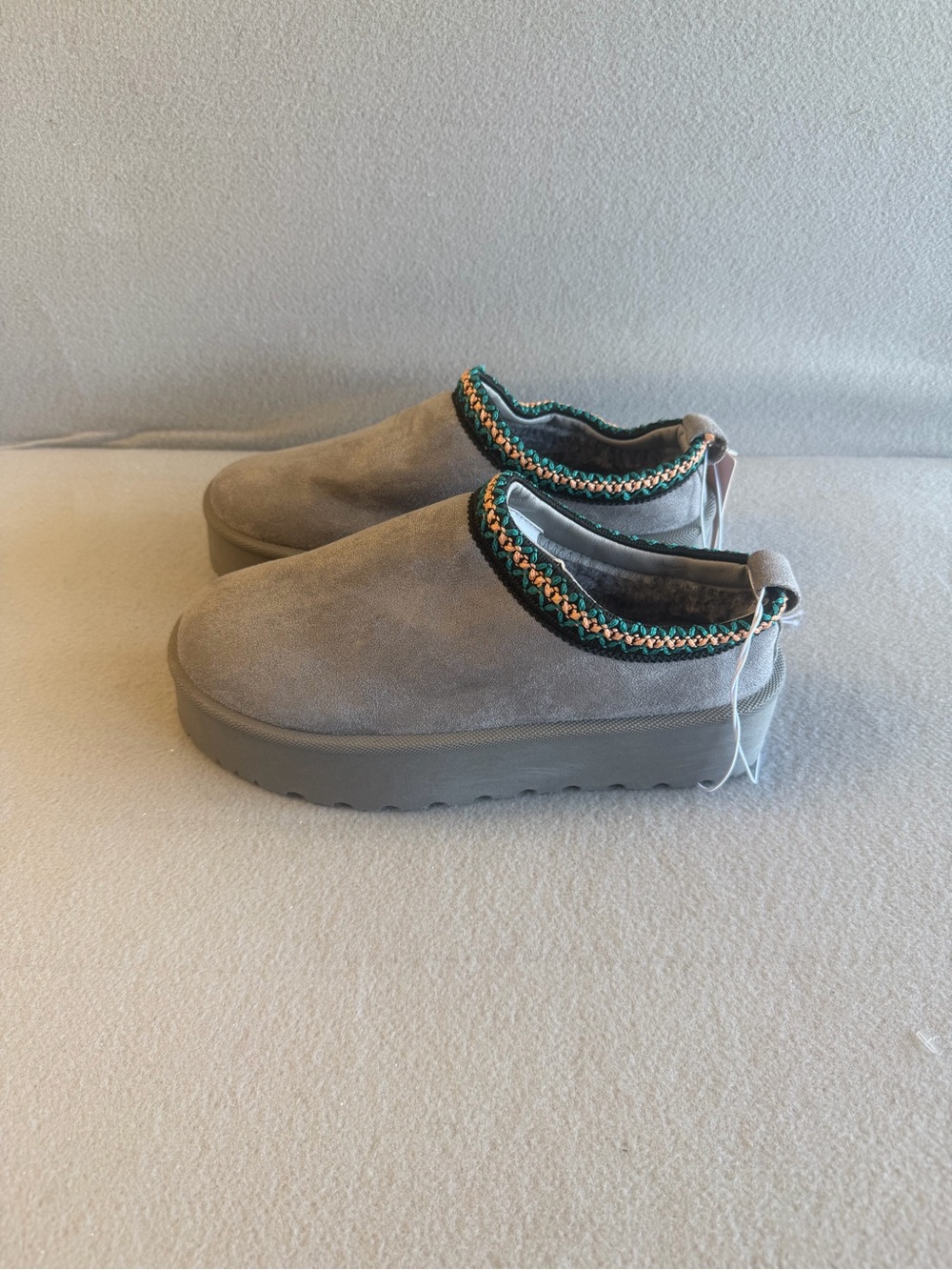 Olivia & Kate Platform Slip-On Women’s Slipper in Taupe with Braided Accent 10